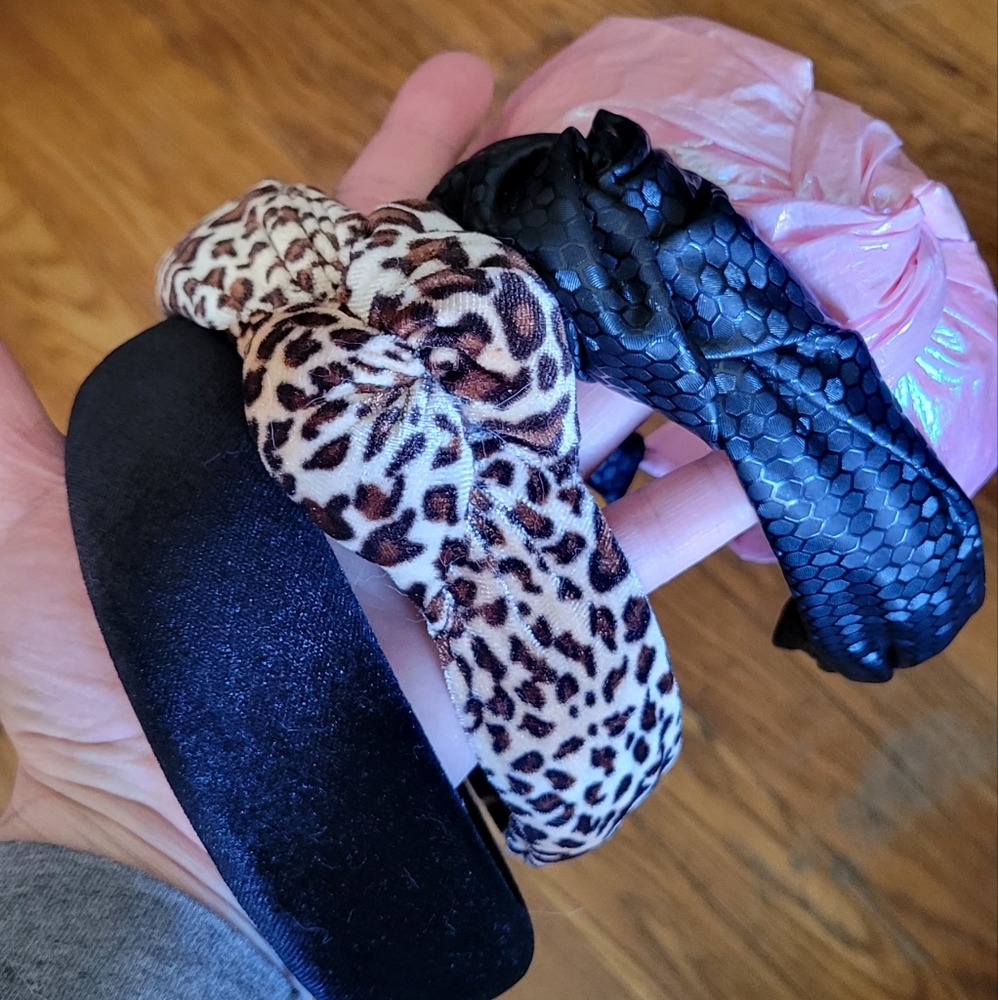 Leopard Pink and Black Textured Headbands